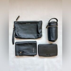 Fawn Design Changing Clutch & Bottle Bag Bundle - Black EUC